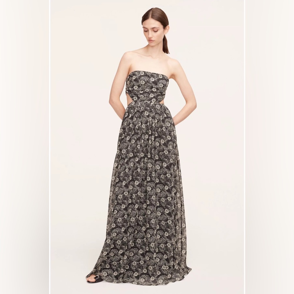 NWT Rebecca Taylor Cotton Silk Monarch Fleur Cutout Wrap Front Maxi Dress